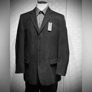 CEZANI SUEDE FEELING MENS BLACK SPORT COAT  SIZE 44 LONG